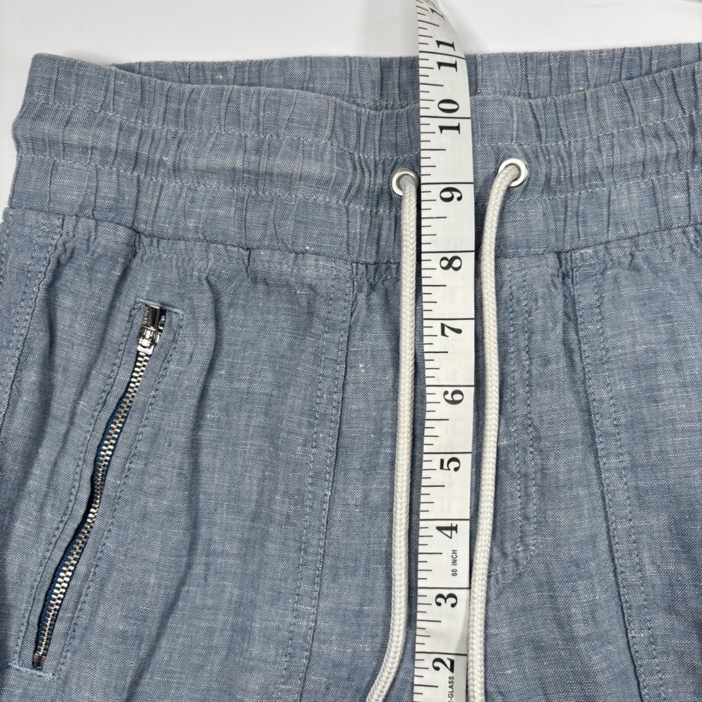 Athleta Women 2 Cabo Linen Jogger Blue Smocked Waist Zipper Pockets Athleisure - Picture 10 of 12